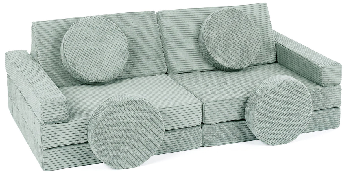 Modular Foam Kids Sofa - Play Couch for Playrooms - Mint (Corduroy)