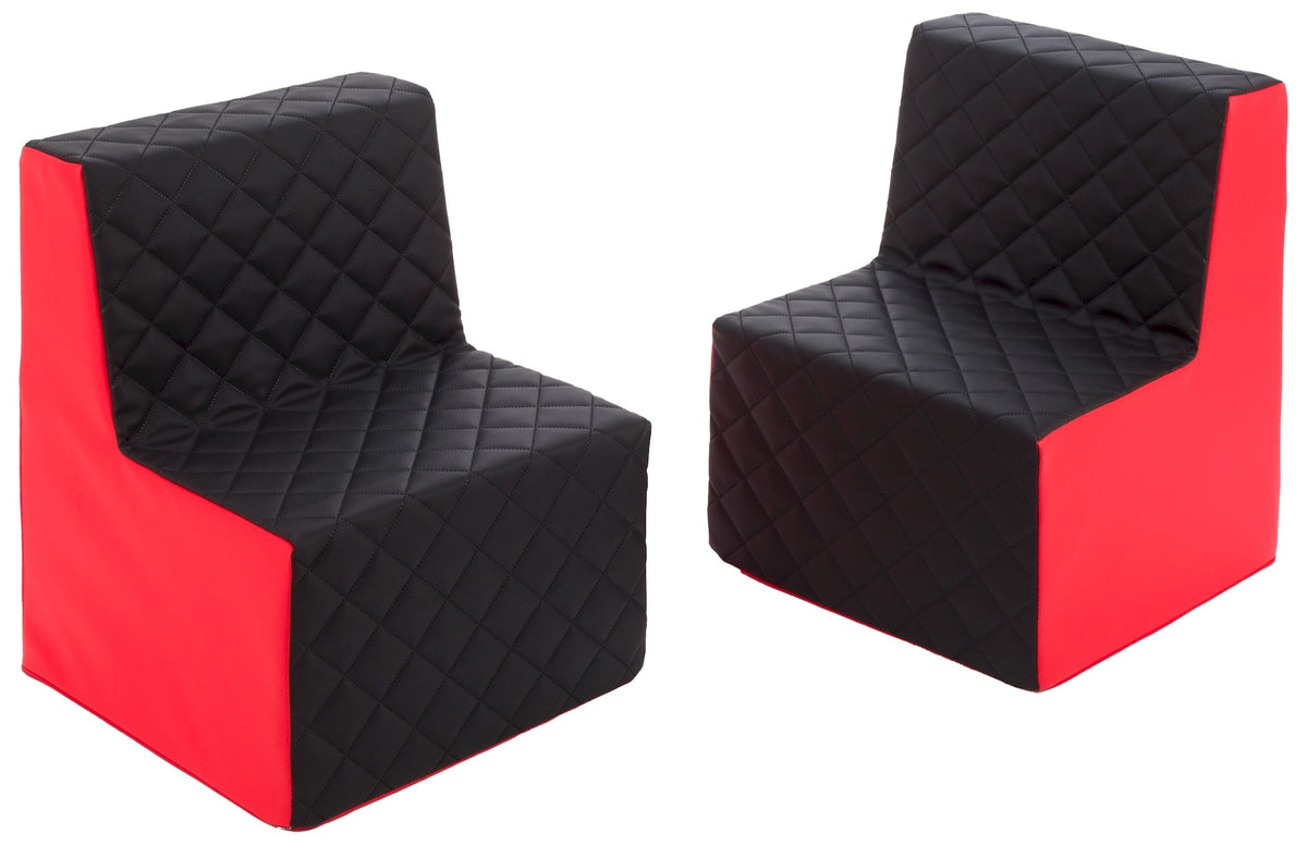 Quilted Eco Leather Kids Chairs - Red & Black
