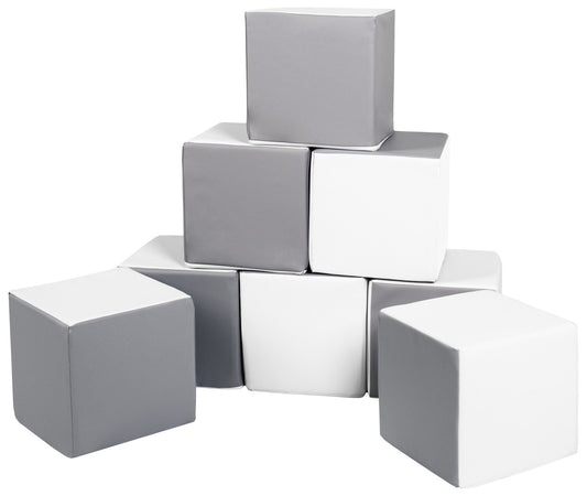 Soft play foam cube set in white and grey