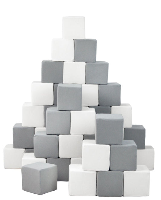 Soft play stacking block set in white and grey