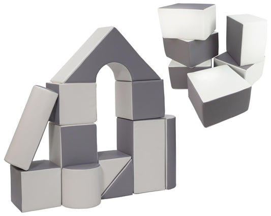 Castle and cubes soft play set in white and grey