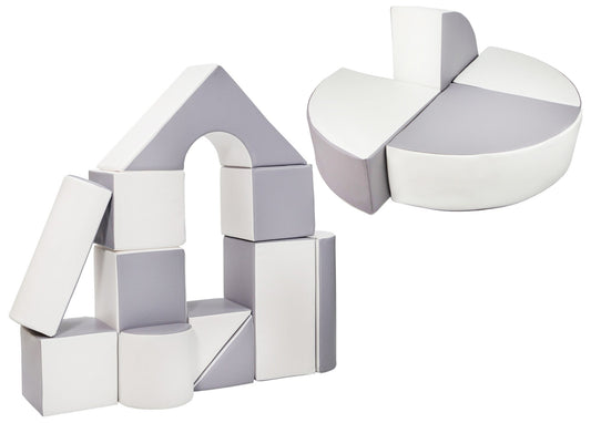Castle and wheel foam soft play set in white and grey