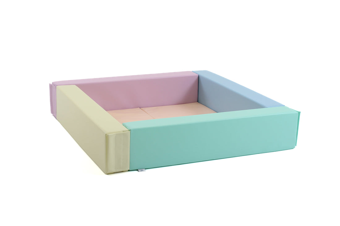 Toddler-sized pastel foam ball pit filled with 7cm play balls