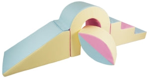 Soft play bridge set in pink, blue and yellow for toddlers