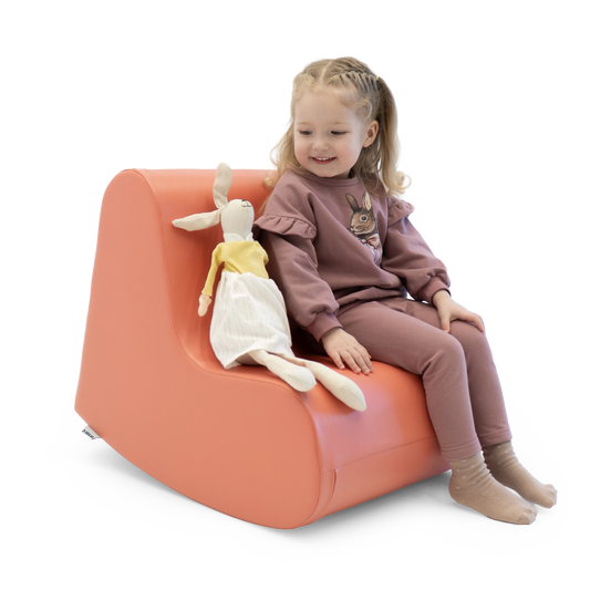 Rocking play chair childrens foam seat in salmon pink
