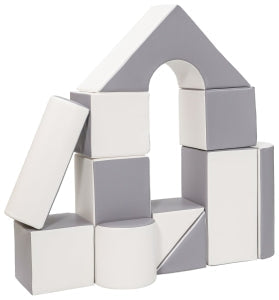 Grey and white 11-piece foam soft play castle block set for toddlers