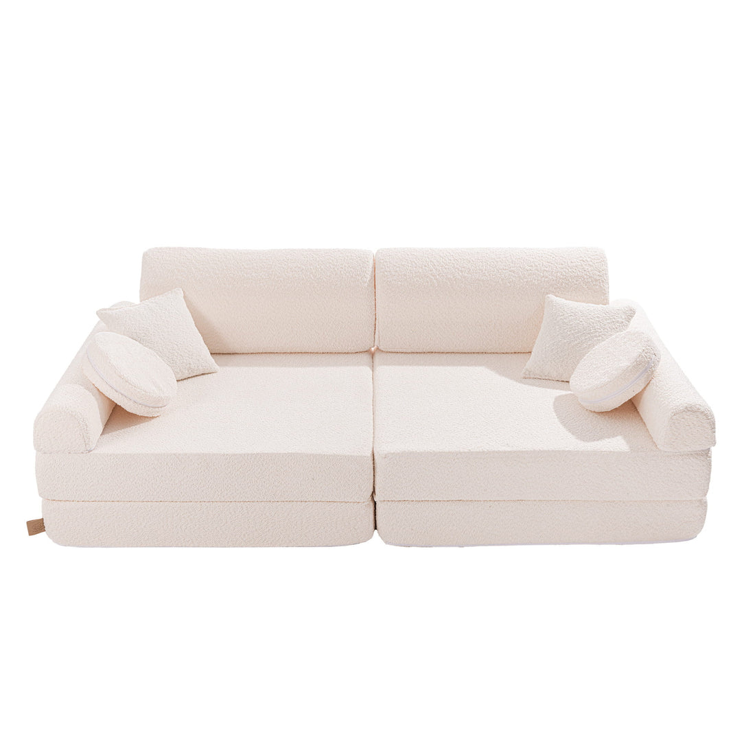 Bouclé modular foam soft play sofa for a children's playroom