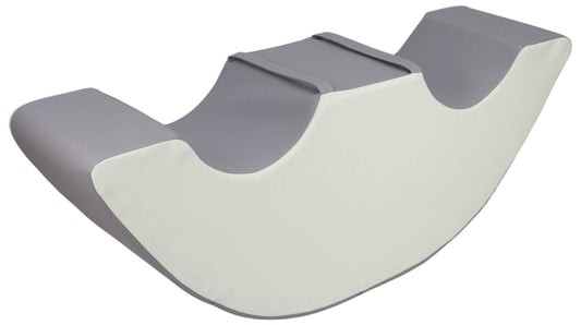 Two-seated white and grey foam soft play rocker for toddlers