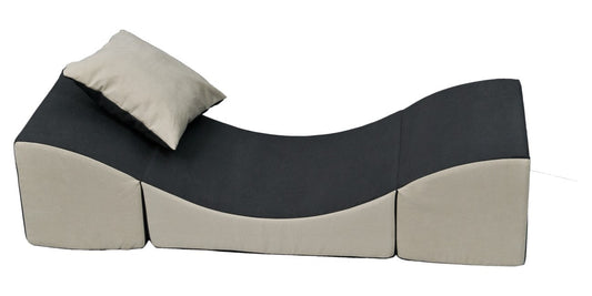 3-in-1 kids foam lounger in grey and beige