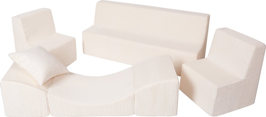 Cream corduroy kids foam furniture set