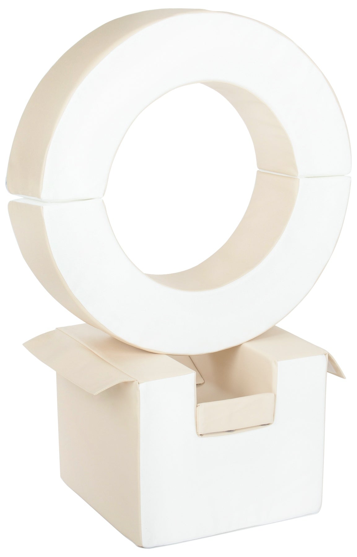 Foam Soft Play Mini Hoop Set 3 Large Blocks for Toddlers - White & Cappuccino