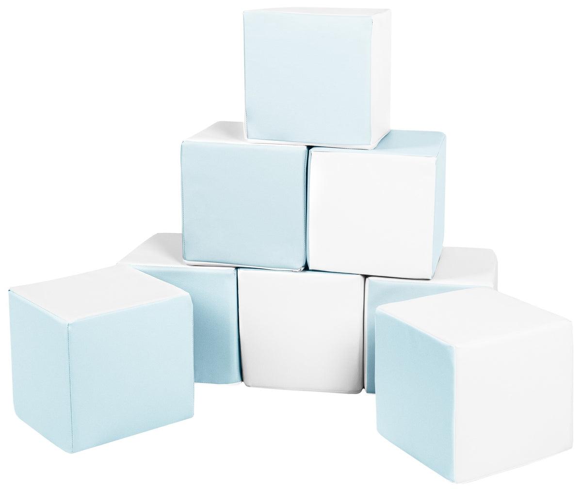 Foam Soft Play Cube Set 8 Foam Blocks for Toddlers - White & Blue (Pastel)