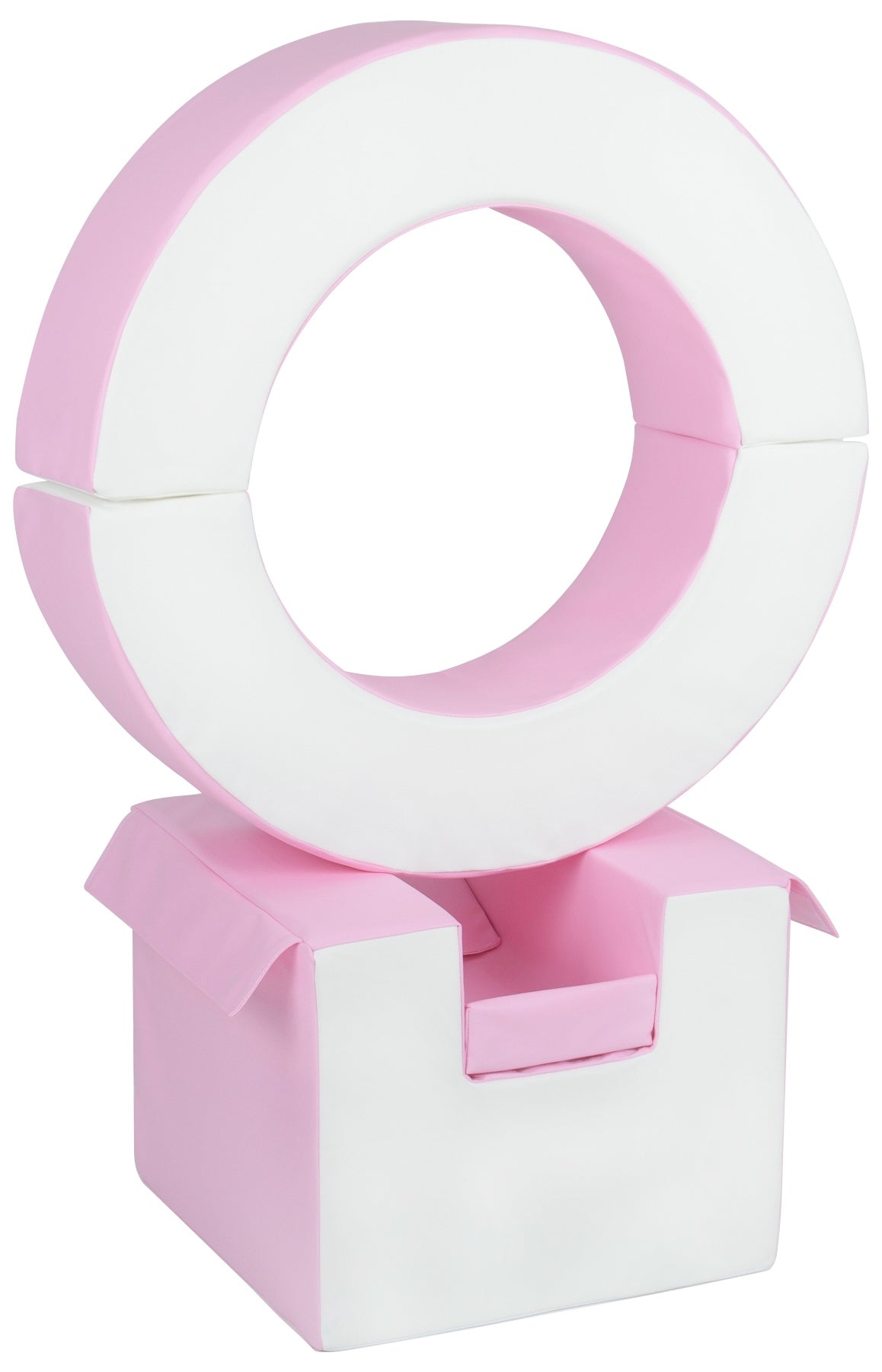 Foam Soft Play Mini Hoop Set 3 Large Blocks for Toddlers - White & Pink (Pastel)