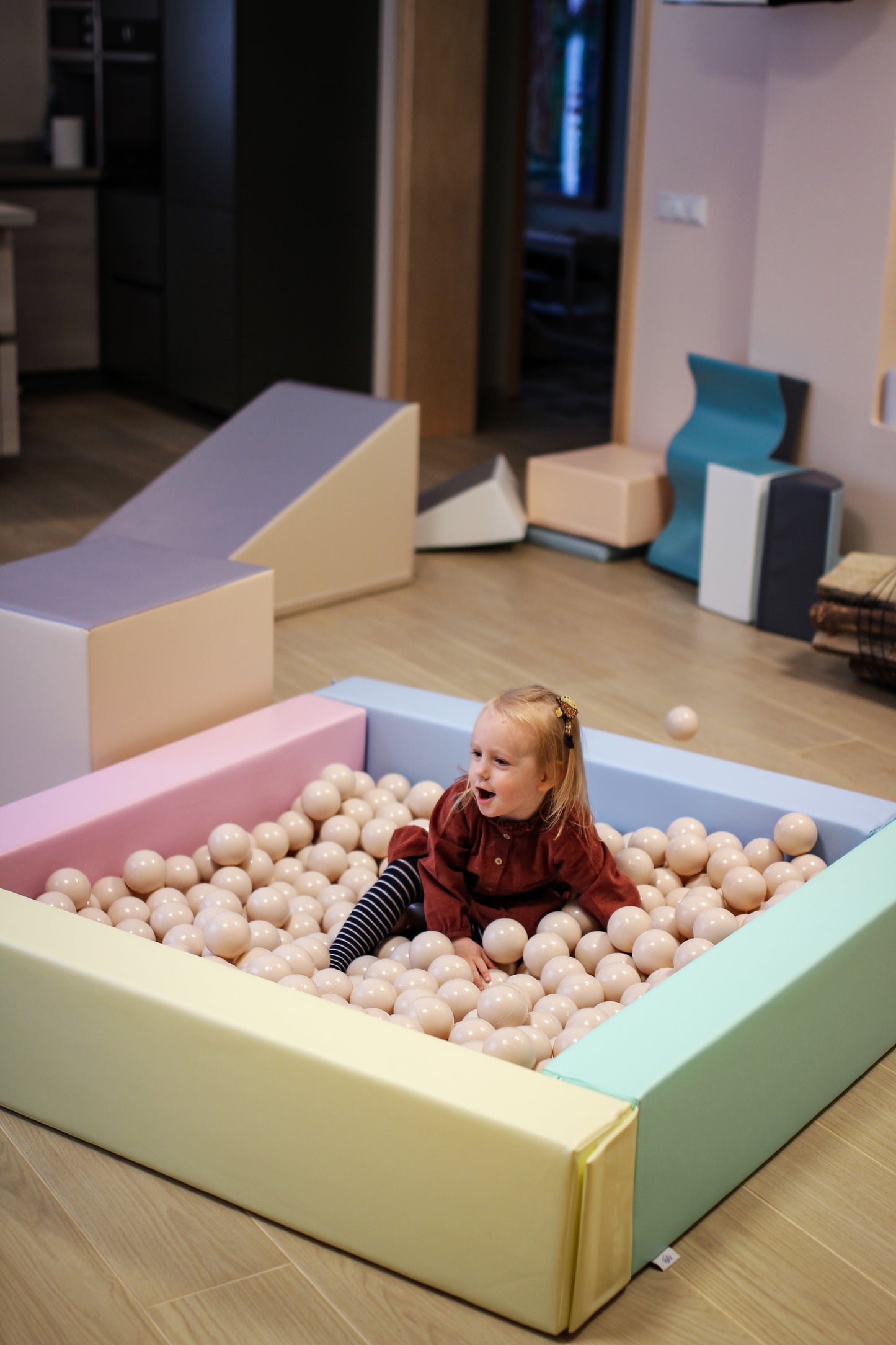 Pastel Play Ball Pit filled with balls - sensory play toddler toy UK