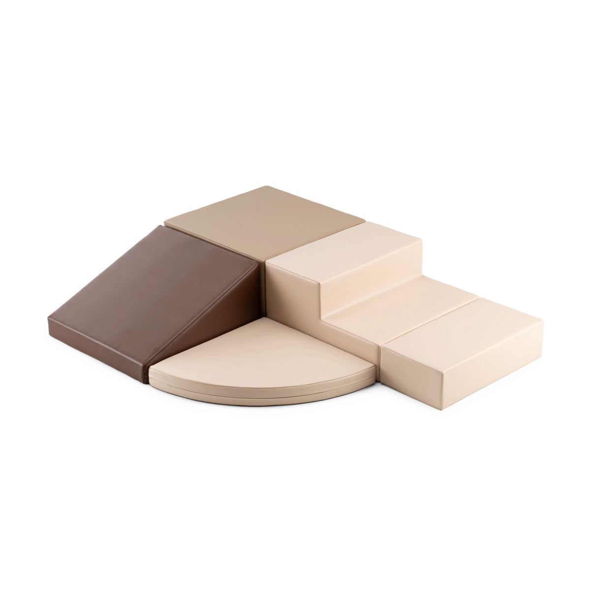Corner Climber soft play set in beige, grey beige and brown