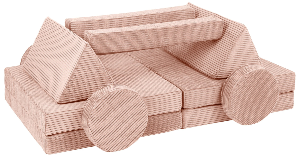 Modular Foam Kids Sofa - Play Couch for Playrooms - Light Pink (Corduroy)