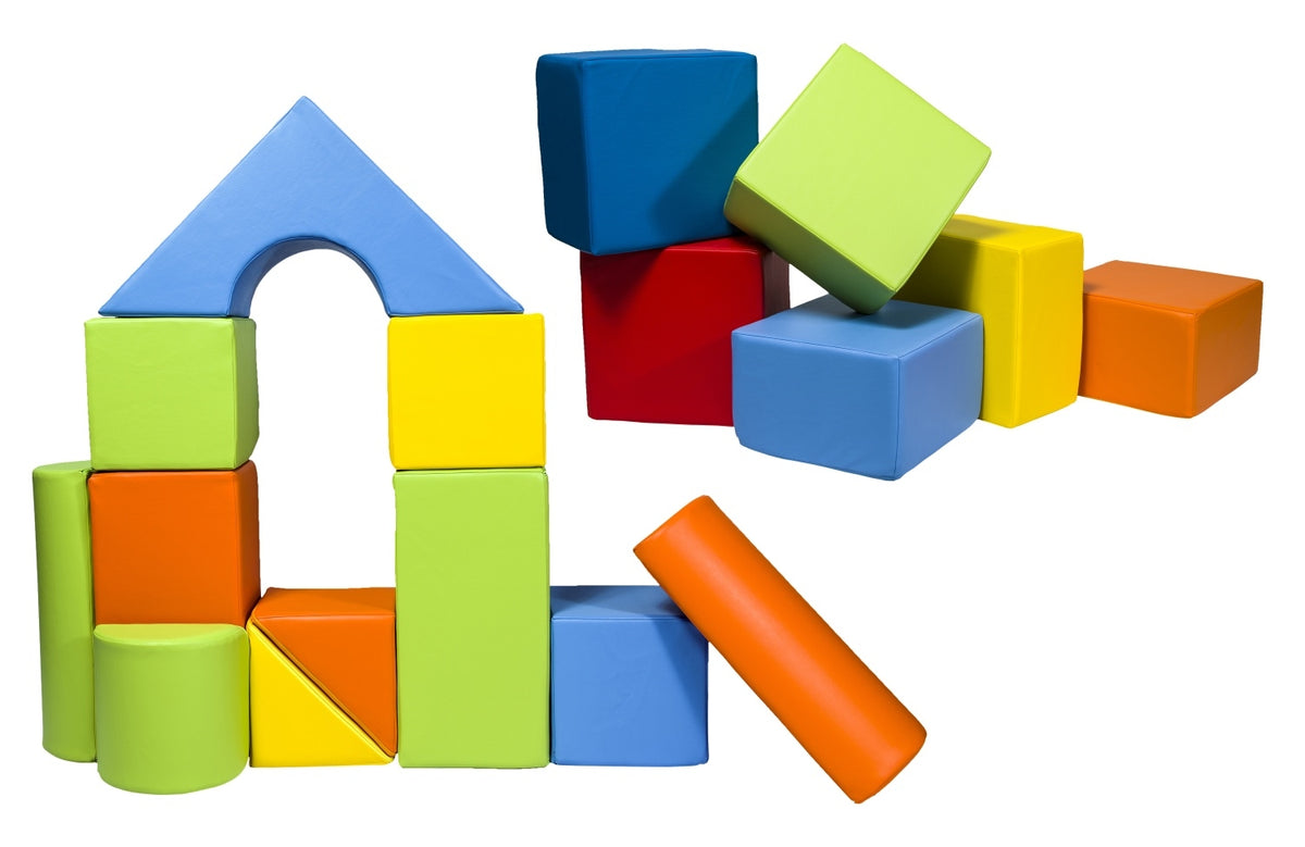 Foam Soft Play Castle & Cubes Set 17 Large Blocks