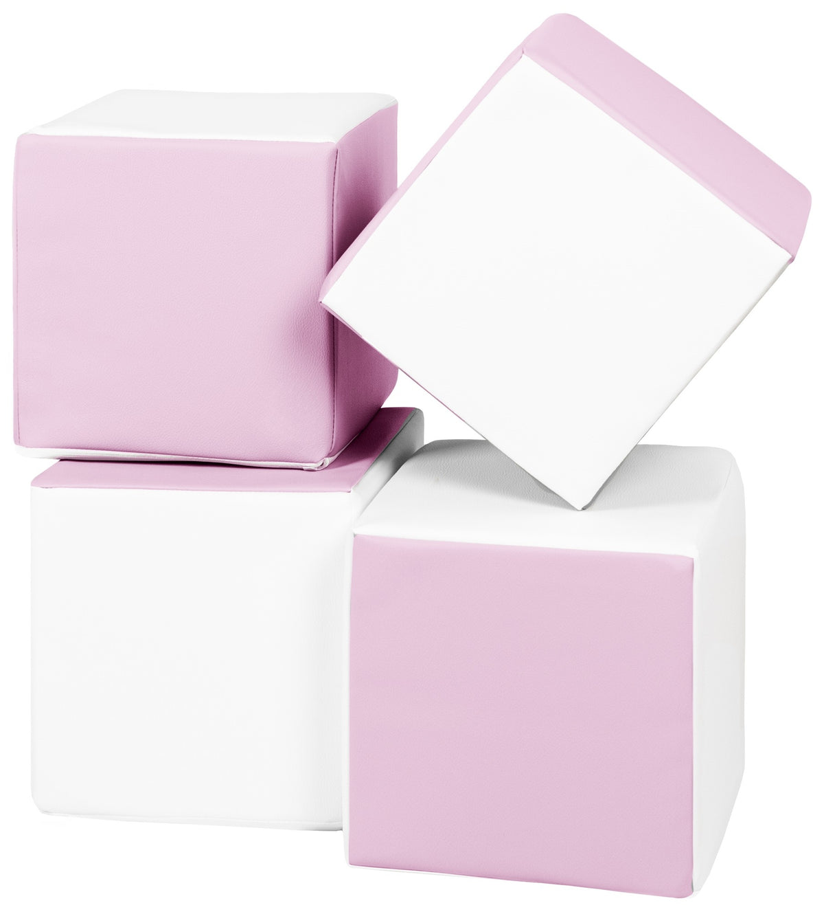 Foam Soft Play Cube Set 4 Foam Blocks for Toddlers - White & Pink (Pastel)