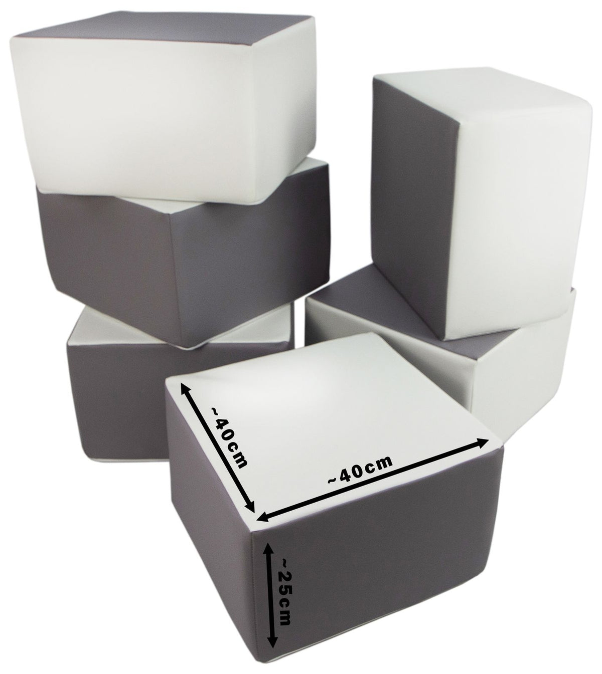 Foam Soft Play Large Cube Set 6 Blocks 40x40x25cm