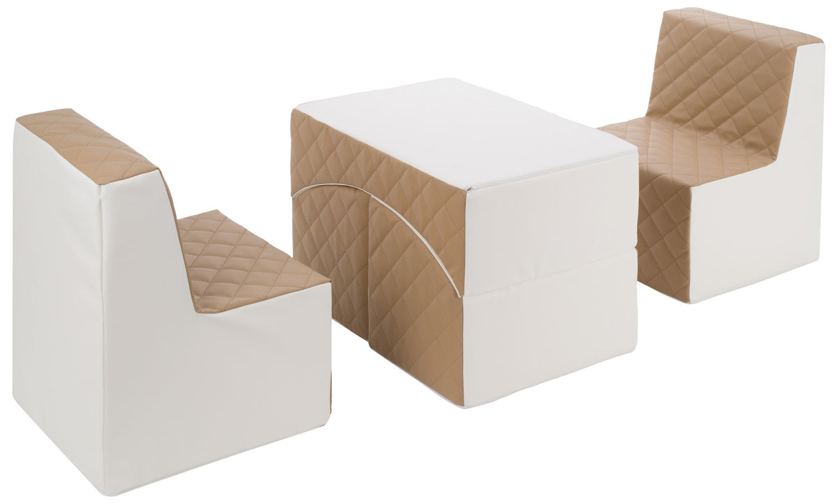 Quilted Eco Leather Kids Furniture Set 3 Piece - 2 Chairs & Lounger