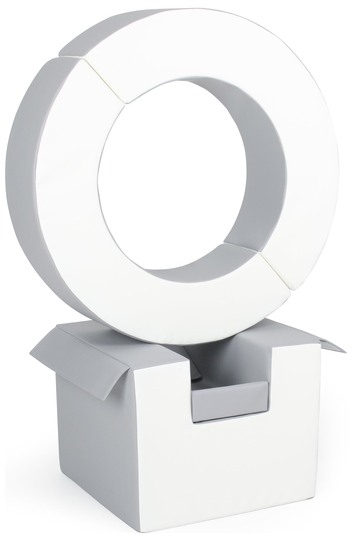 Foam Soft Play Mini Hoop Set 3 Large Blocks for Toddlers - White & Grey