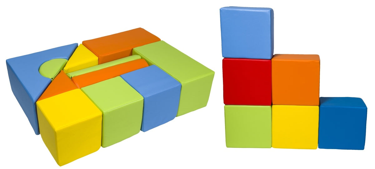 Foam Soft Play Castle & Cubes Set 17 Large Blocks