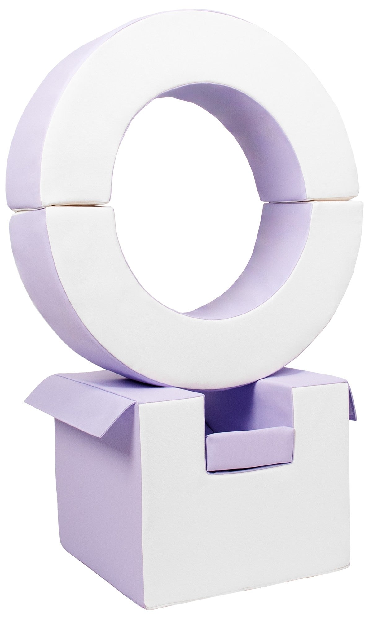 Foam Soft Play Mini Hoop Set 3 Large Blocks for Toddlers - White & Lilac