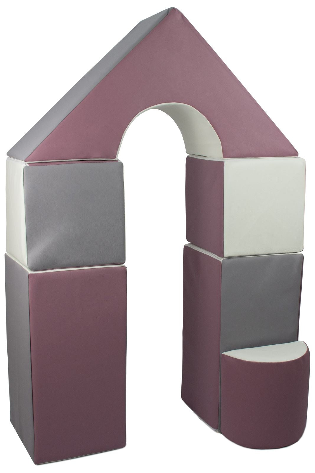 Foam Soft Play Mini Castle Set 6 Large Blocks for Toddlers - White, Grey & Purple