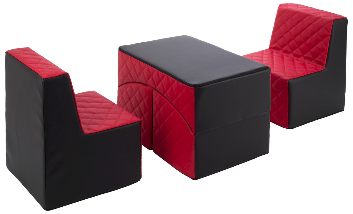 Quilted Eco Leather Kids Furniture - Black & Red