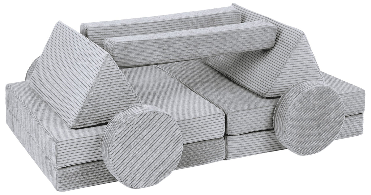 Modular Foam Kids Sofa - Play Couch for Playrooms - Grey (Corduroy)