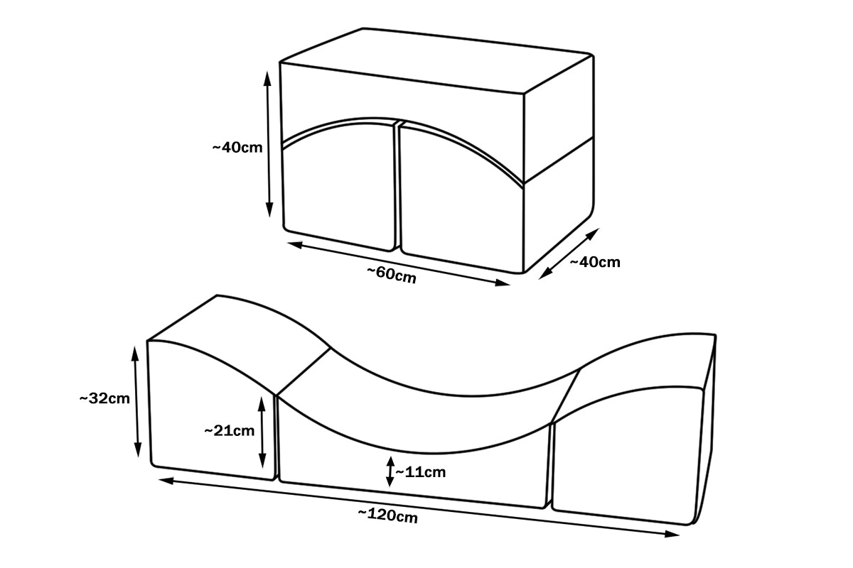 3-in-1 Children's Foam Lounger - Pouffe, Chaise & Table