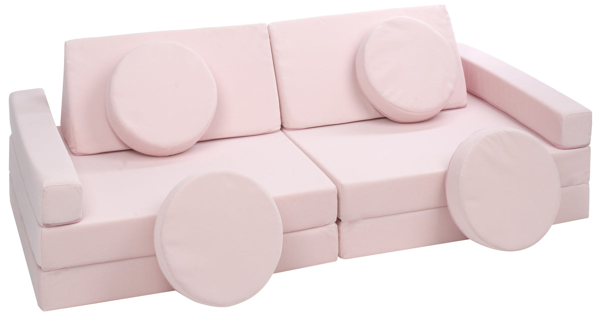 Modular Foam Kids Sofa - Play Couch for Playrooms - Light Pink