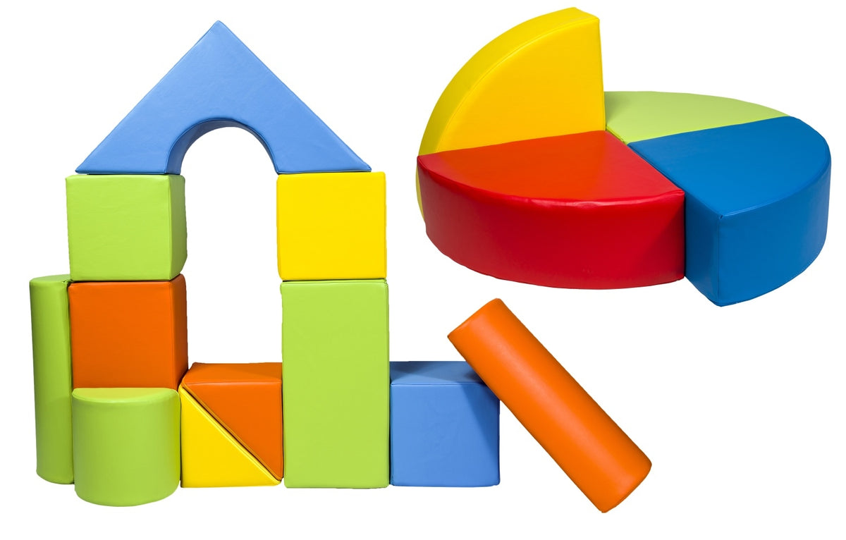 Foam Soft Play Castle & Wheel Set 15 Large Blocks