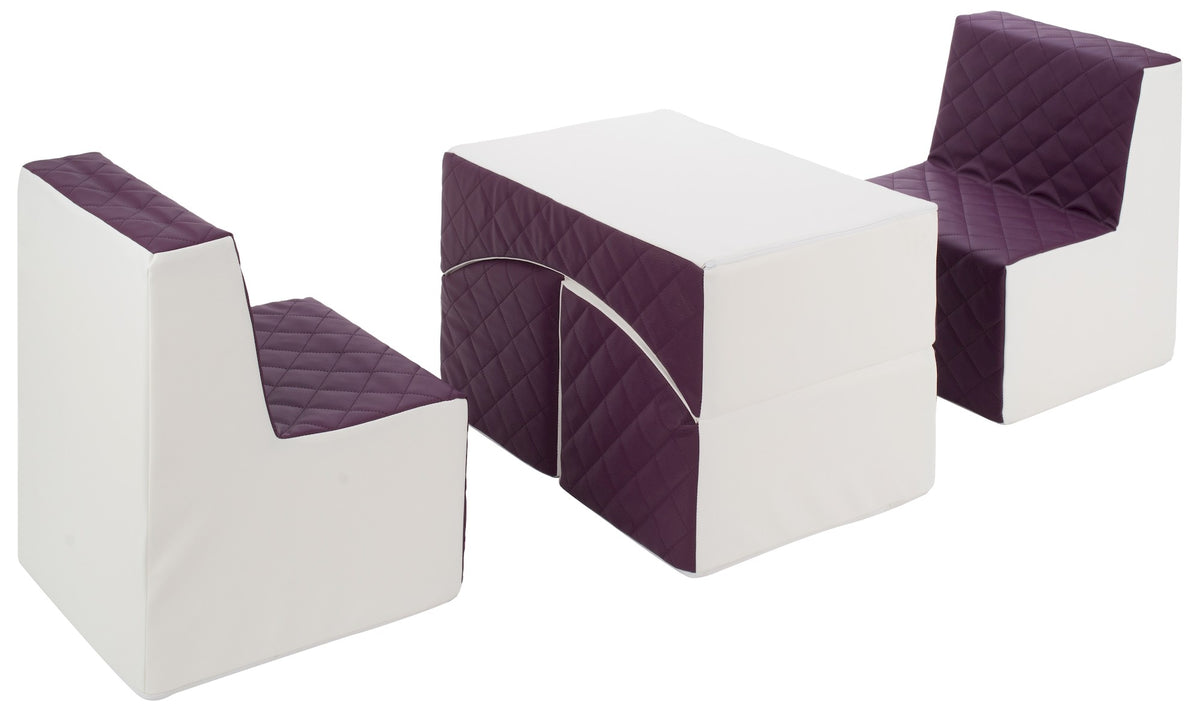 Quilted Eco Leather Kids Furniture - White & Purple