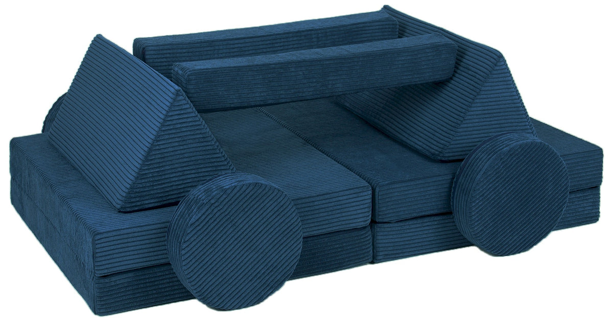 Modular Foam Kids Sofa - Play Couch for Playrooms - Navy (Corduroy)