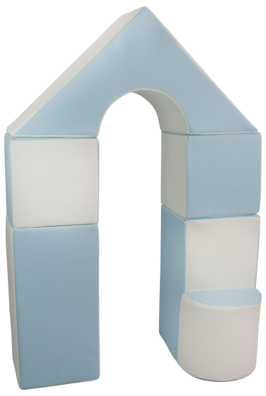 Foam Soft Play Mini Castle Set 6 Large Blocks for Toddlers - White & Blue (Pastel)