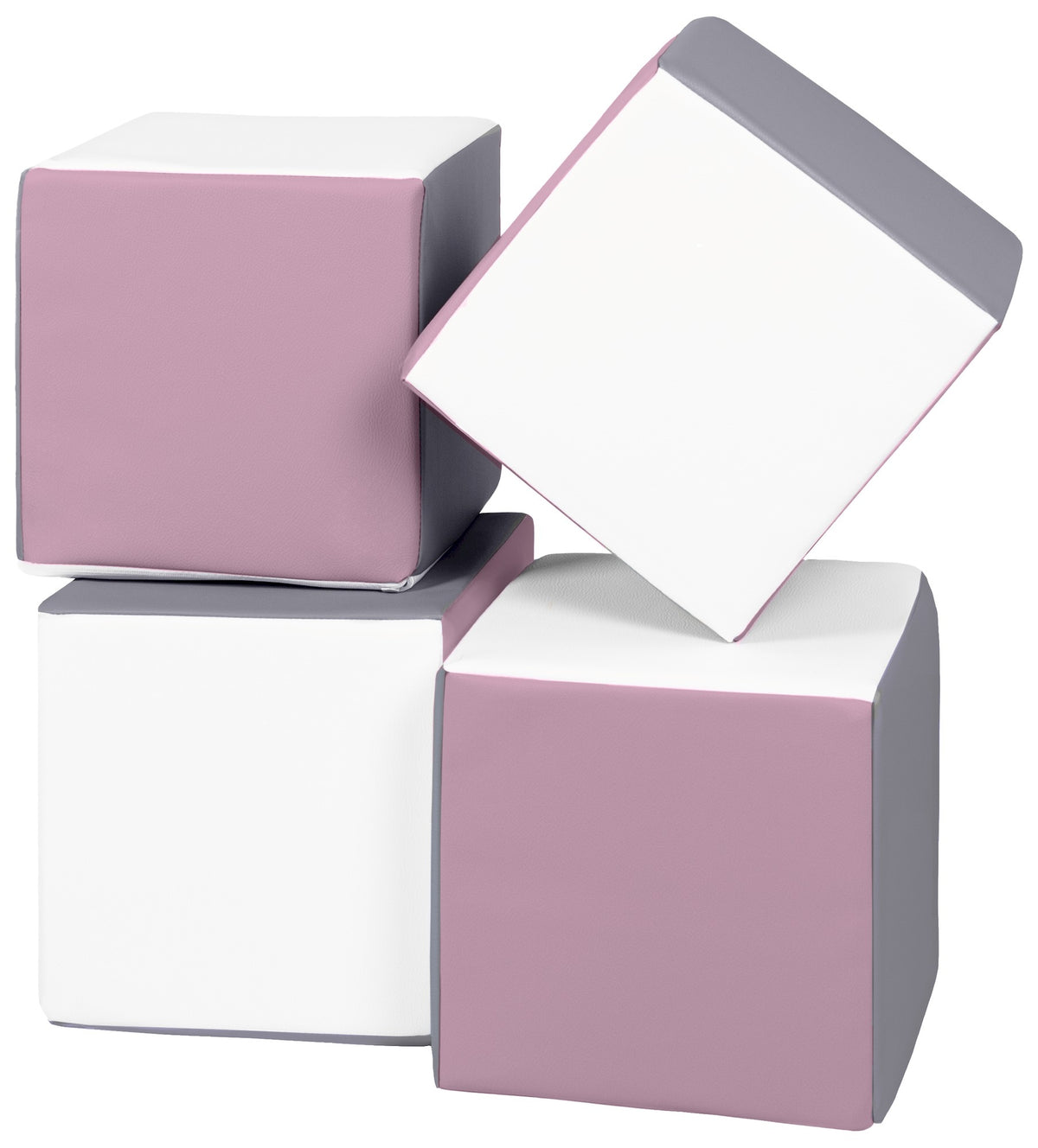 Foam Soft Play Cube Set 4 Foam Blocks for Toddlers - White, Grey & Purple
