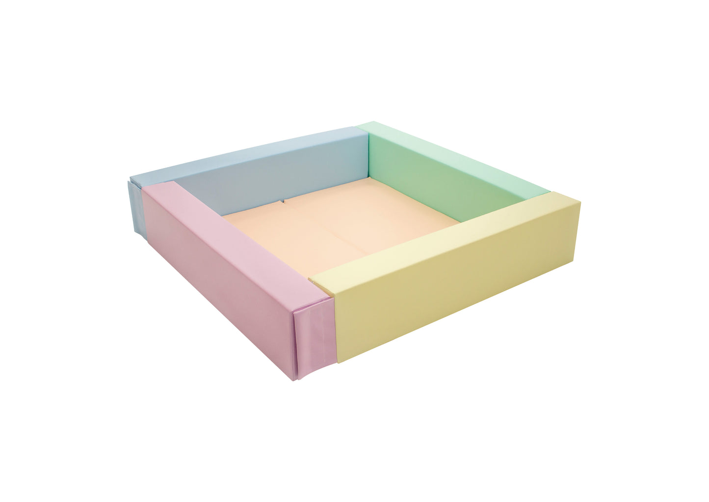 Pastel foam ball pit with eco-leather covering - side view