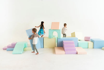 Multicoloured castle soft play layout