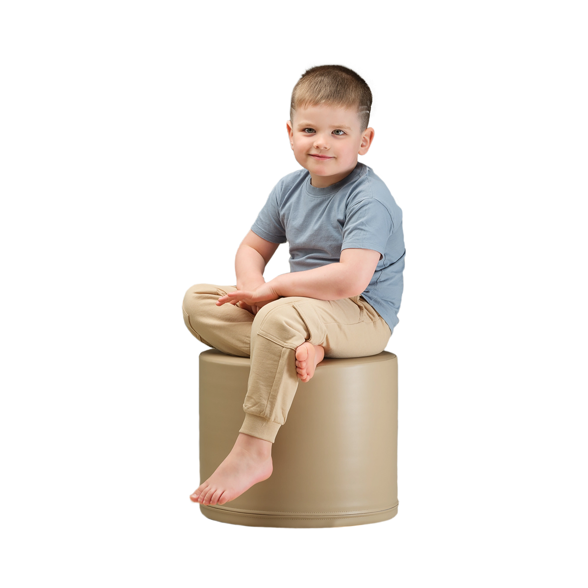 Round play pouf children's foam seat in grey beige