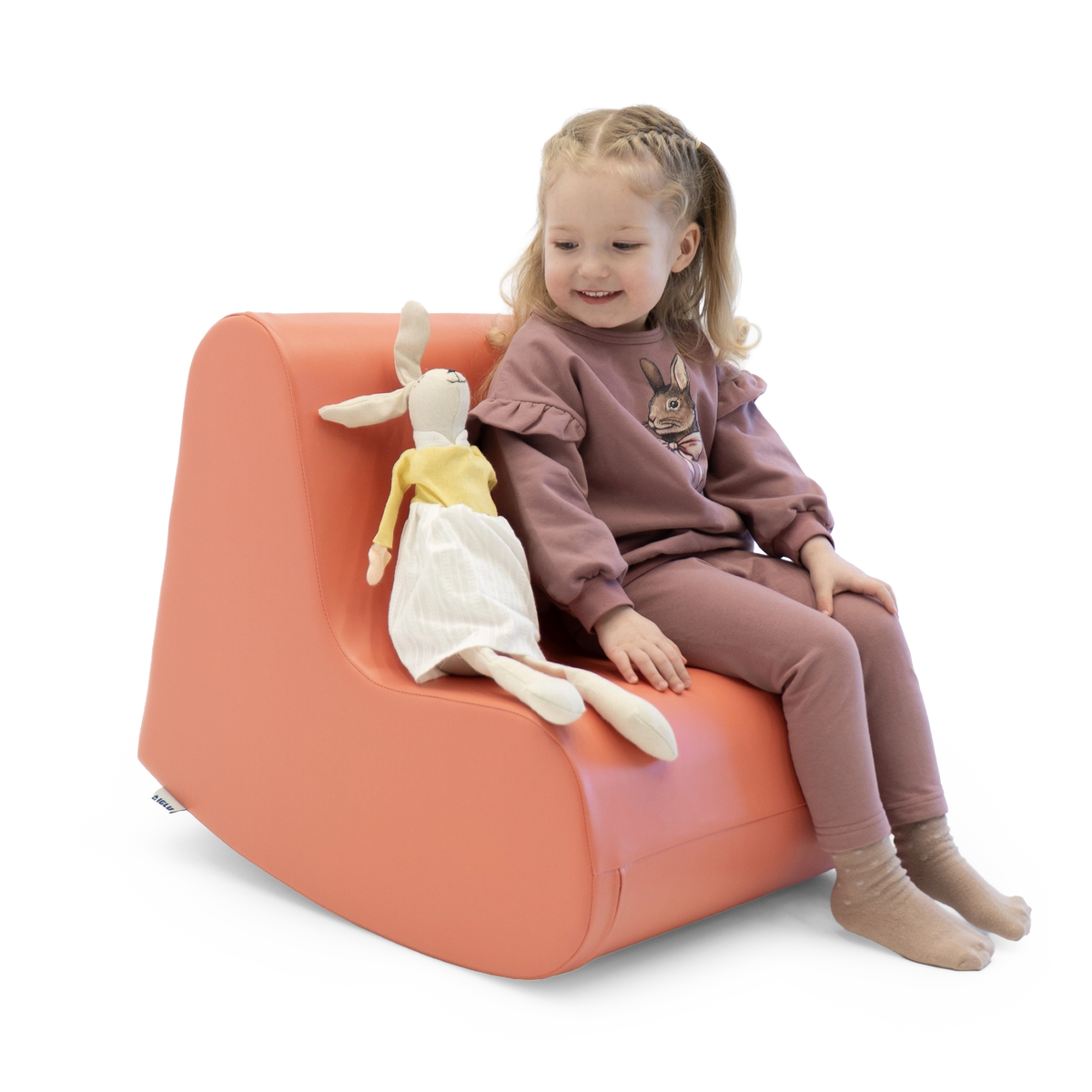 Rocking play chair children's foam seat in salmon pink
