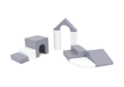 Grey soft play blocks for a nursery setting