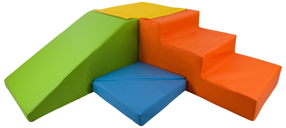 Soft Step Box Soft Play Step and Slide Set - Yellow, Green, Blue & Orange