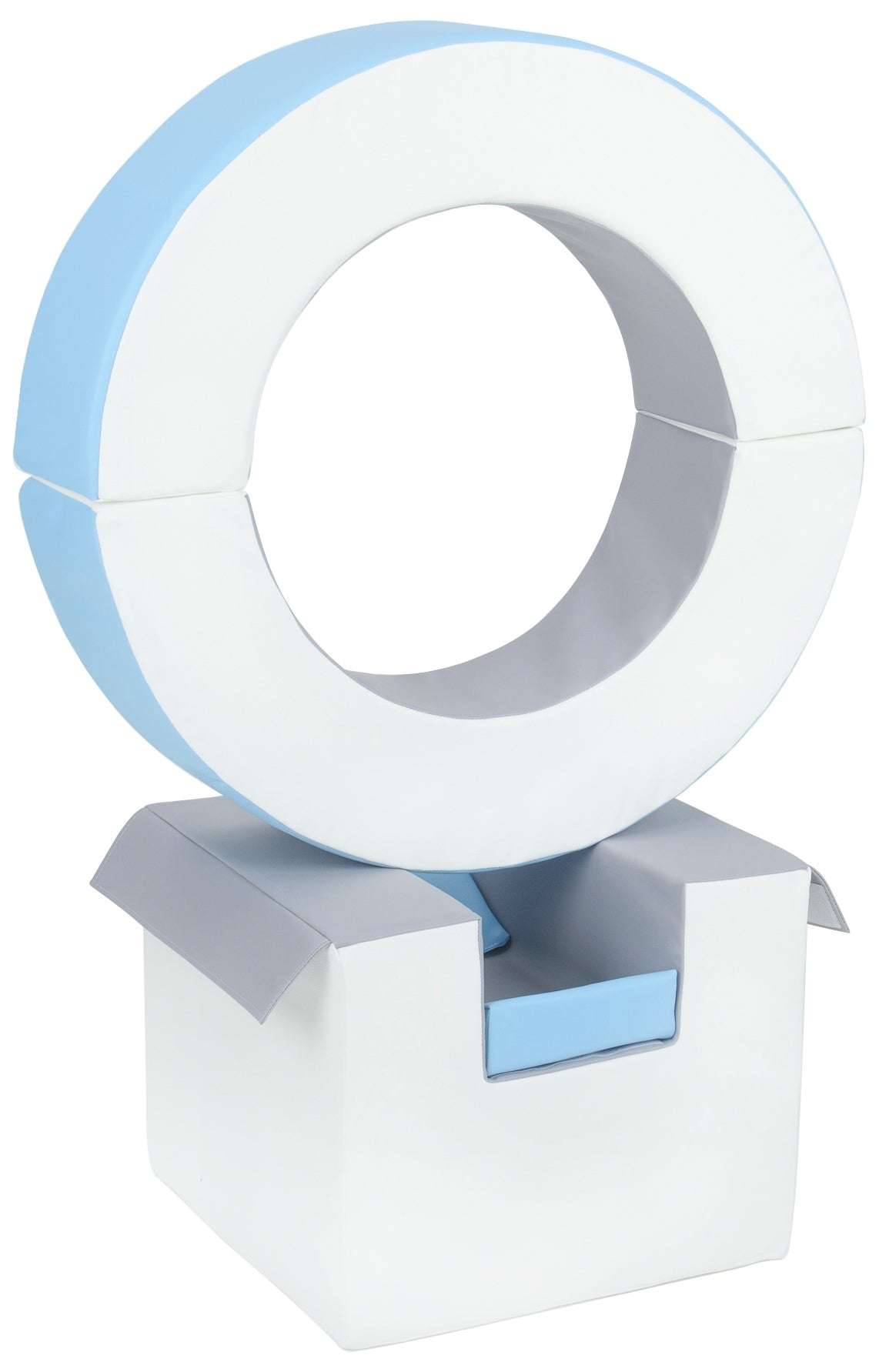 Foam Soft Play Mini Hoop Set 3 Large Blocks for Toddlers - White, Baby Blue & Grey