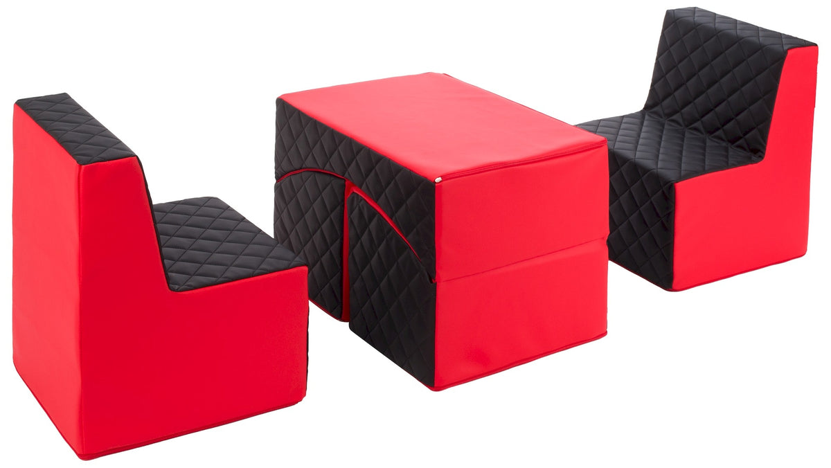 Quilted Eco Leather Kids Furniture - Red & Black