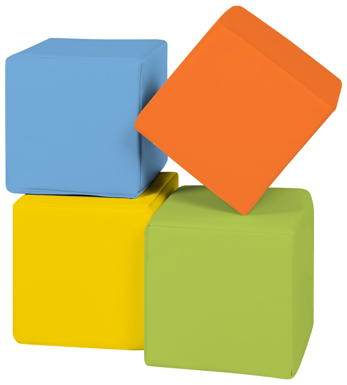 Foam Soft Play Cube Set 4 Foam Blocks for Toddlers - Yellow, Green, Blue & Orange