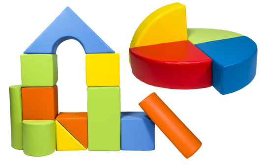 Foam Soft Play Castle & Wheel Set 15 Large Blocks