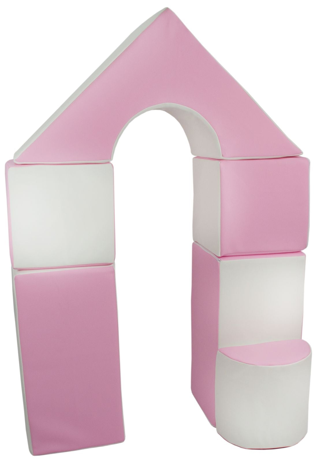 Foam Soft Play Mini Castle Set 6 Large Blocks for Toddlers - White & Pink (Pastel)