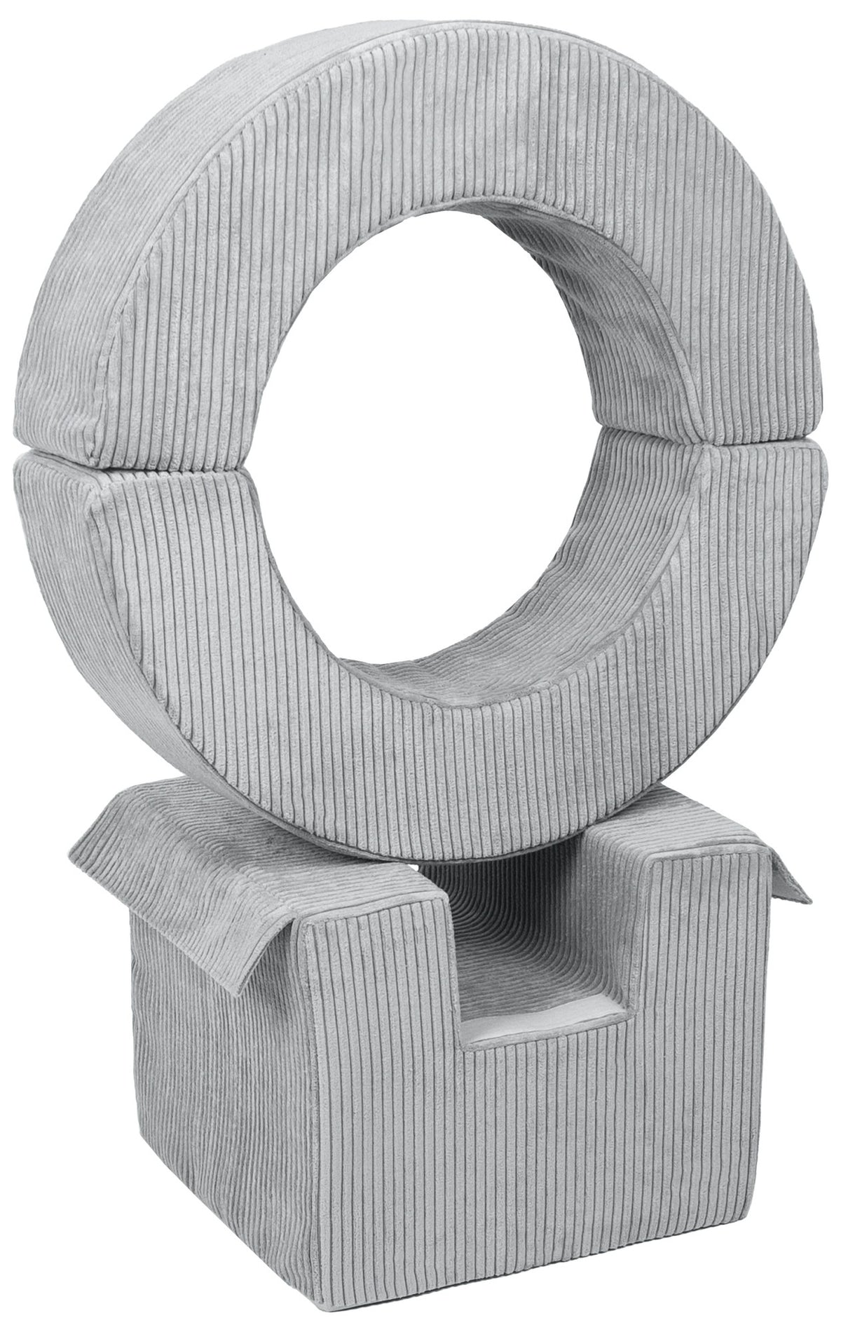 Foam Soft Play Mini Hoop Set 3 Large Blocks for Toddlers - Grey (Corduroy)
