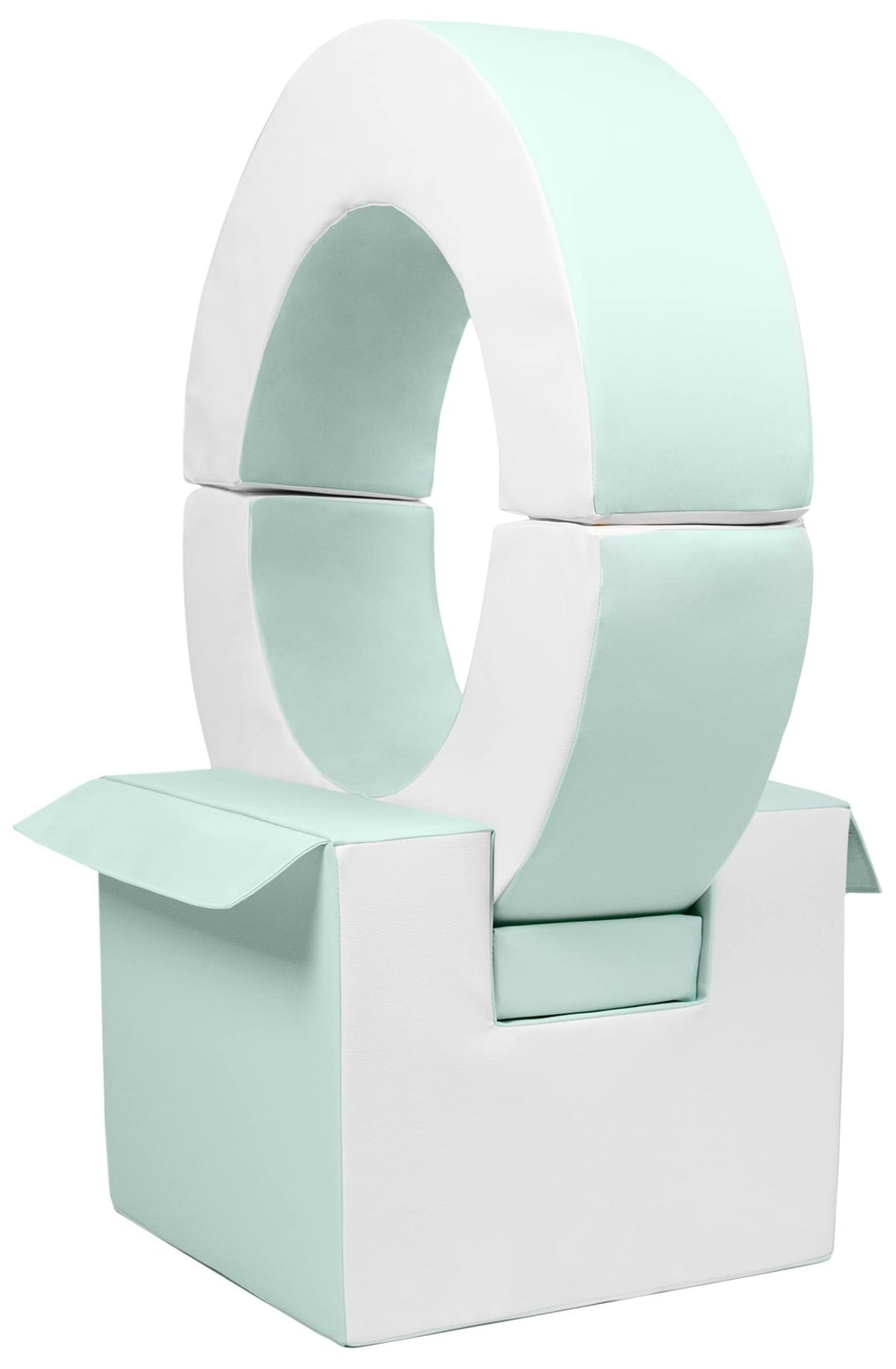 Foam Soft Play Mini Hoop Set 3 Large Blocks for Toddlers - White & Mint